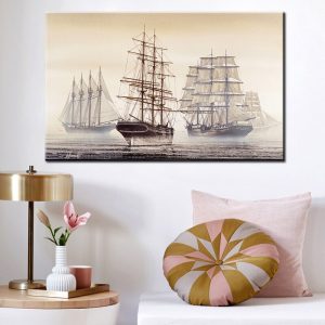 Creative HD Print Ships Sail on the Ocean Abstract Canvas Painting Poster Modern Art Wall Pictures For Living Room Decor