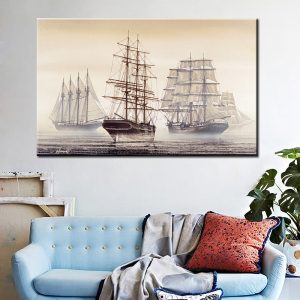 Creative HD Print Ships Sail on the Ocean Abstract Canvas Painting Poster Modern Art Wall Pictures For Living Room Decor